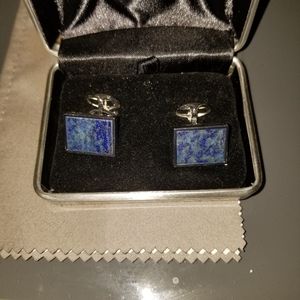 Rhodium plated, enamel cufflinks